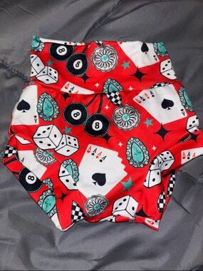 Kids Red Casino-Print Stretch Shorts